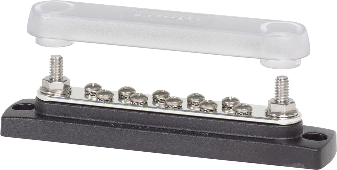 Blue Sea Mini Buss Bar 150A Common 10 Gang With Cover - 2300-BSS