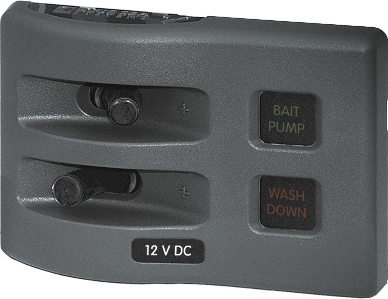 Blue Sea Weather Deck Panel 12v 2 Gang Fuse Panel - 4302-BSS