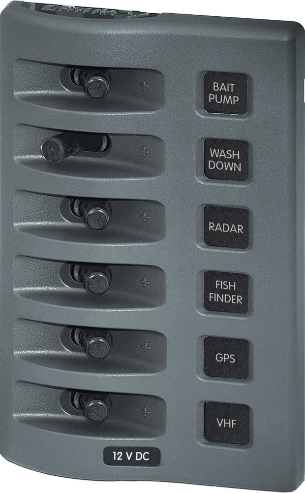 Blue Sea Weather Deck Panel 12v 6 Gang Switch Panel - 4307-BSS