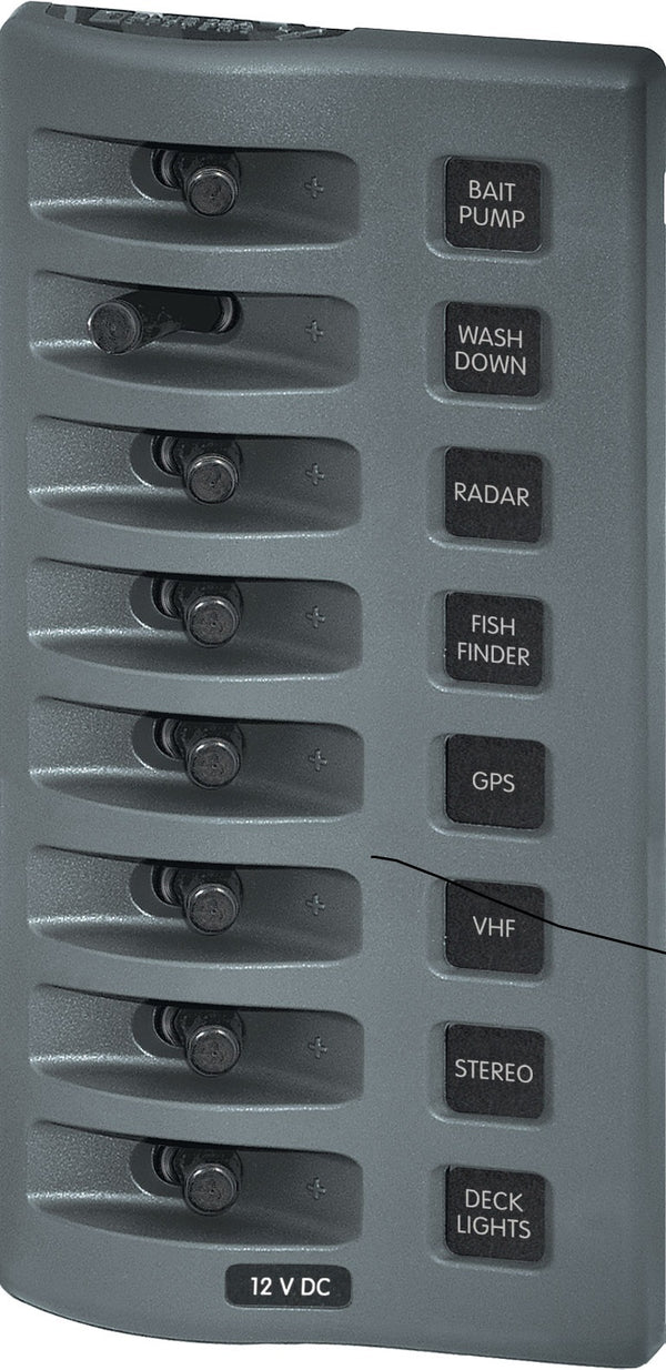 Blue Sea Weather Deck Panel 12v 8 Gang Switch Panel - 4309-BSS