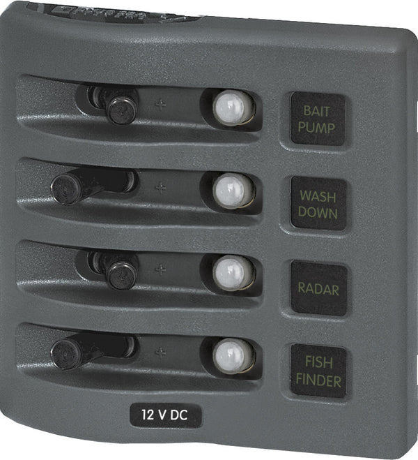 Blue Sea Weather Deck Panel 12v 4 Circuit Breaker Panel - 4374-BSS