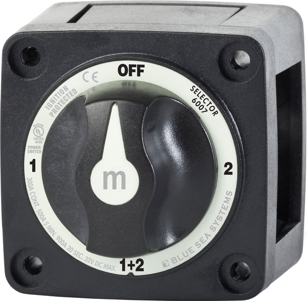 Blue Sea M-Series Battery Switch On/Off/On/Both with Knob Black - 6007200-BSS