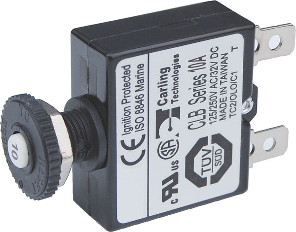 Blue Sea 10A Push Button Quick Connect Circuit Breaker - 7054-BSS