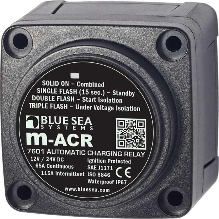 Blue Sea m-Series Automatic Charging Relay 12/24vDC 65A - 7601-BSS
