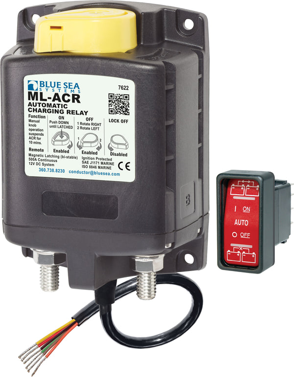 Blue Sea Ml Acr Automatic Charging Relay With Manual Control 12v Dc 500 A