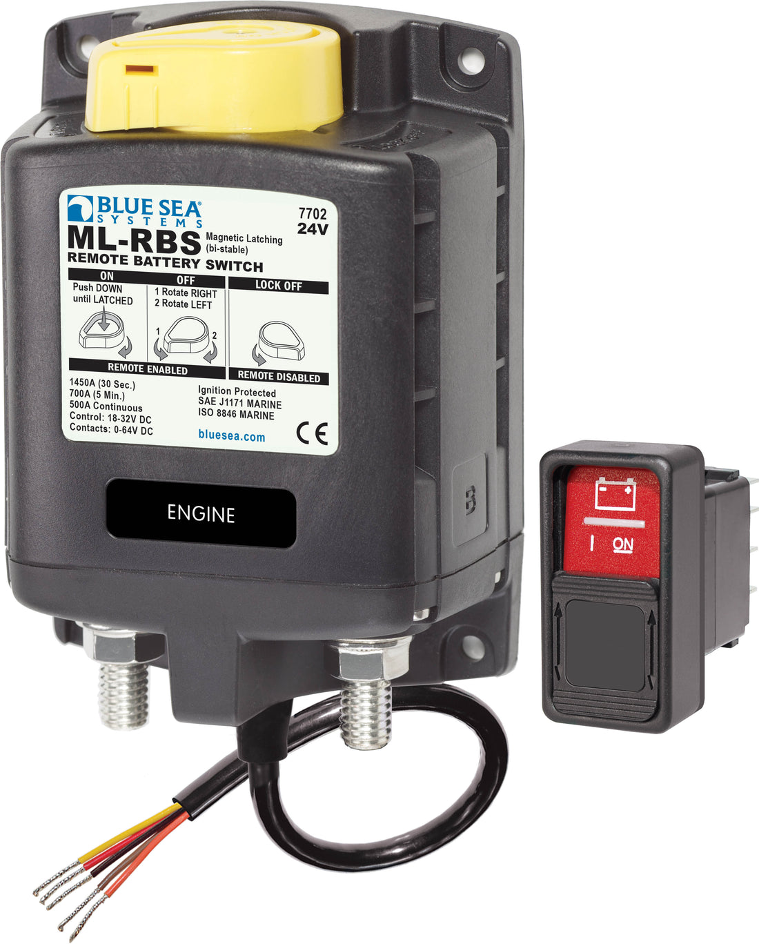 Blue Sea ML-RBS 24vDC 500A Remote Battery Switch With Manual Control - 7702-BSS