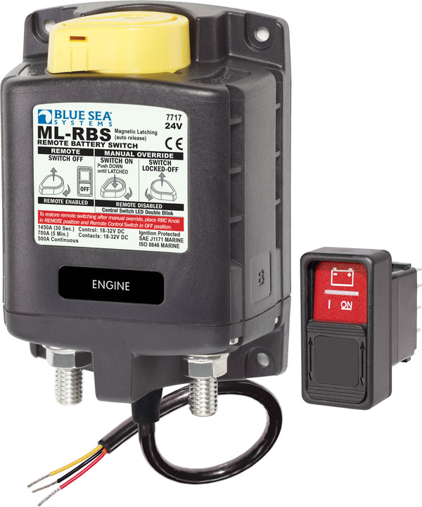 Blue Sea ML-RBS 24vDC 500A Remote Battery Switch With Manual Control Auto Release - 7717-BSS