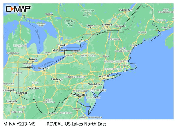 C Map Reveal Inland Us Lakes North East