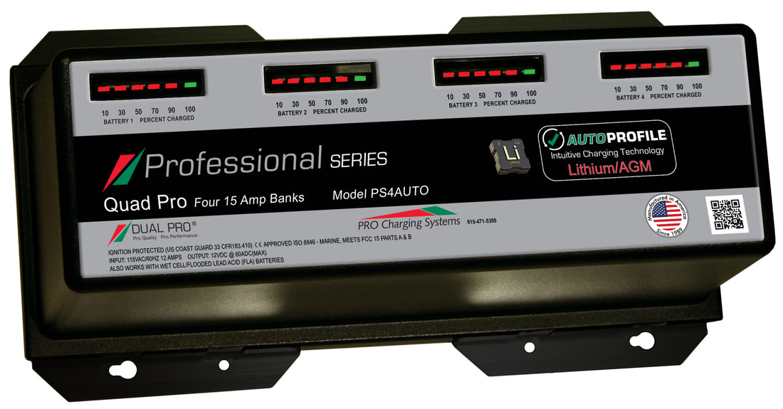 Dual Pro Ps4 Auto Battery Charger, Auto Profille 4 Bank 60 Amps