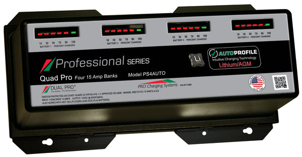 Dual Pro Ps4 Auto Battery Charger, Auto Profille 4 Bank 60 Amps