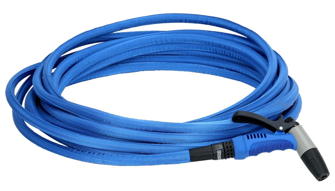HoseCoil 75ft Blue Flexible Hose Kit with Rubber Tip Nozzle - HF75K