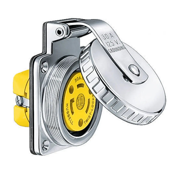 Hubbell HBL303SSO 30A Outlet Traditional Round Stainless - HBL303SSO