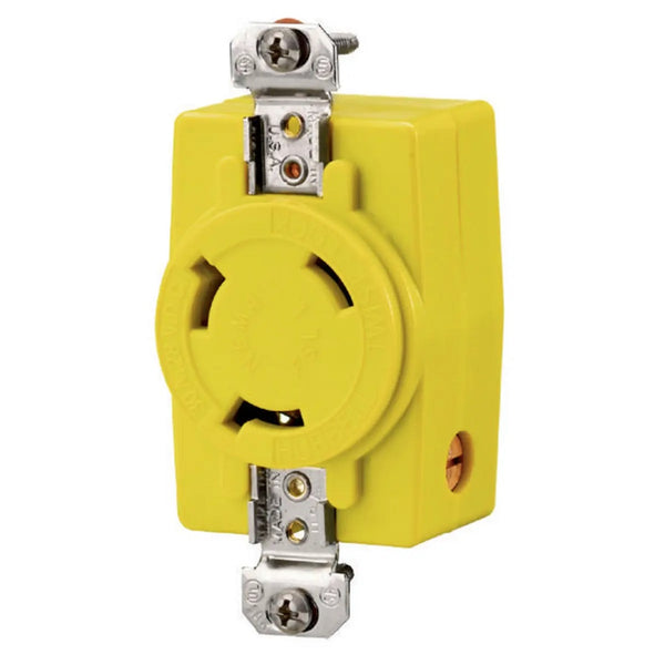 Hubbell HBL328DCR 30A 28V DC Locking Receptacle Yellow - HBL328DCR