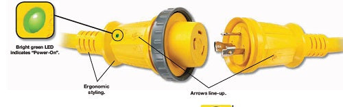 Hubbell HBL61CM03LED 30 Amp 25ft Cordset With LED - HBL61CM03LED
