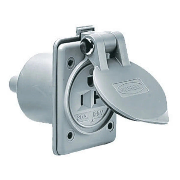 Hubbell HBL61CM65 20 Amp 124v 2 Pole 3 Wire Gray Outlet - HBL61CM65