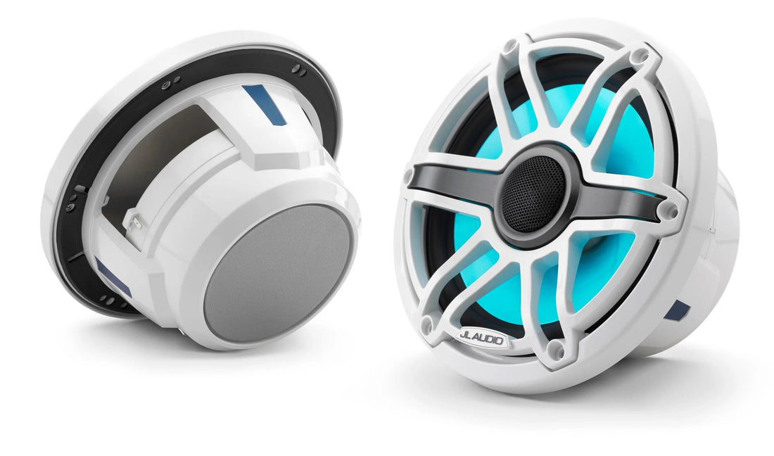 JL Audio M6 7.7in Coaxial Speakers White Sport Grille with RGB LED - 010-03074-00