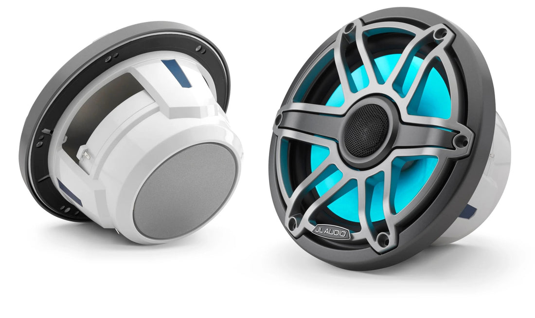JL Audio M6 7.7in Coaxial Speakers Titanium Sport Grille with RGB LED - 010-03076-00