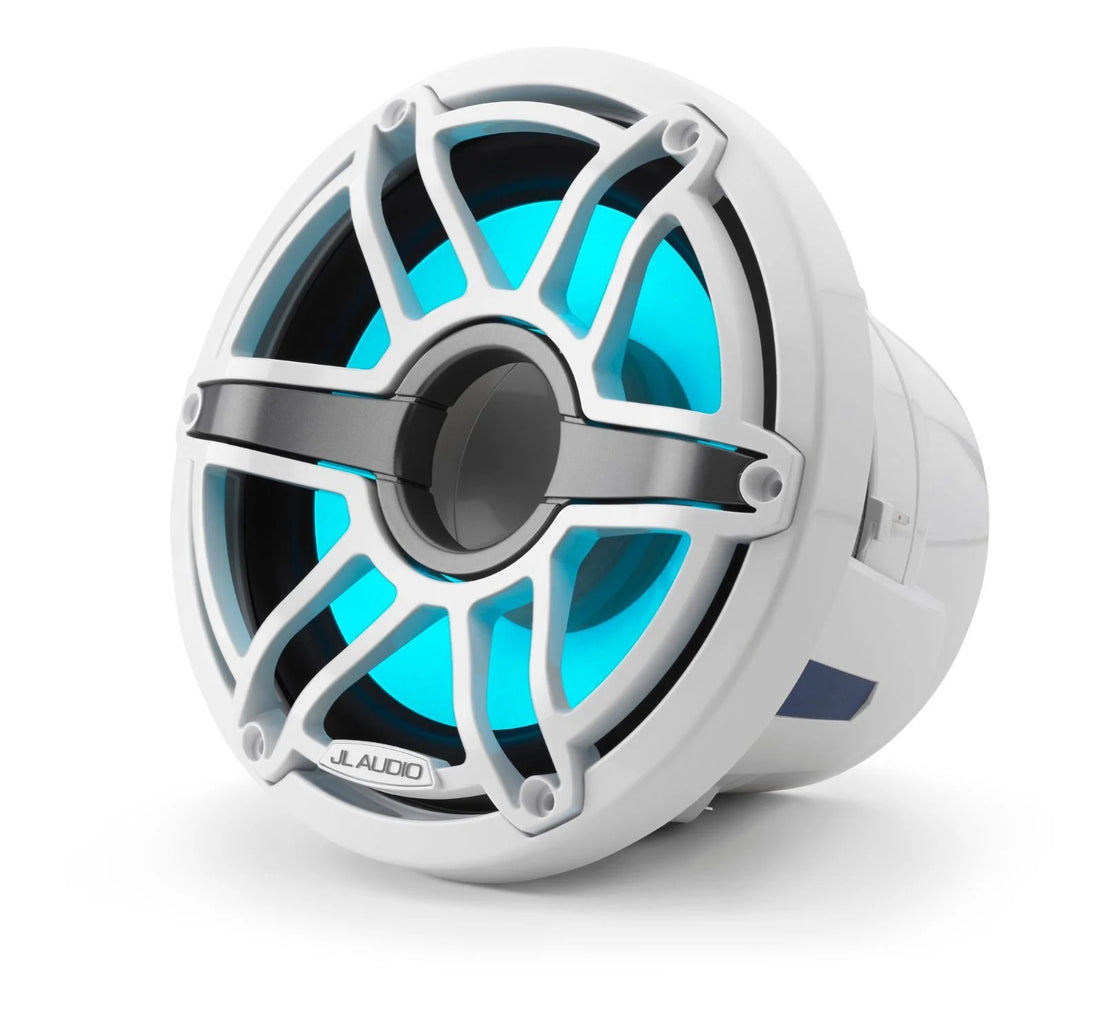 JL Audio M6 8in Subwoofer with White Sport Grille Infinite Baffle, RGB LED - 010-03081-00