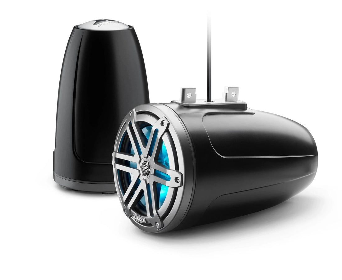 JL Audio M3 7.7in Enclosed Tower Speakers Gray Sport Grille with RGB LED - 010-03268-00