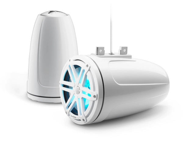 JL Audio M3 7.7in Enclosed Tower Speakers White Sport Grille with RGB LED - 010-03270-00