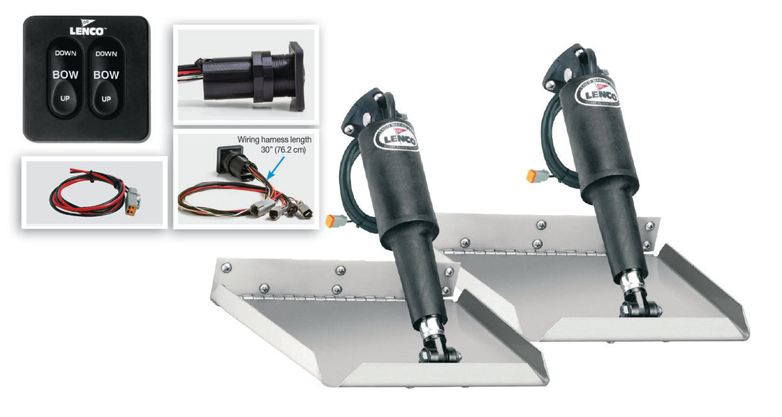 Lenco 12inx12in Edge Mount Trim tab Kit 12v with Standard Switch - 15106-102