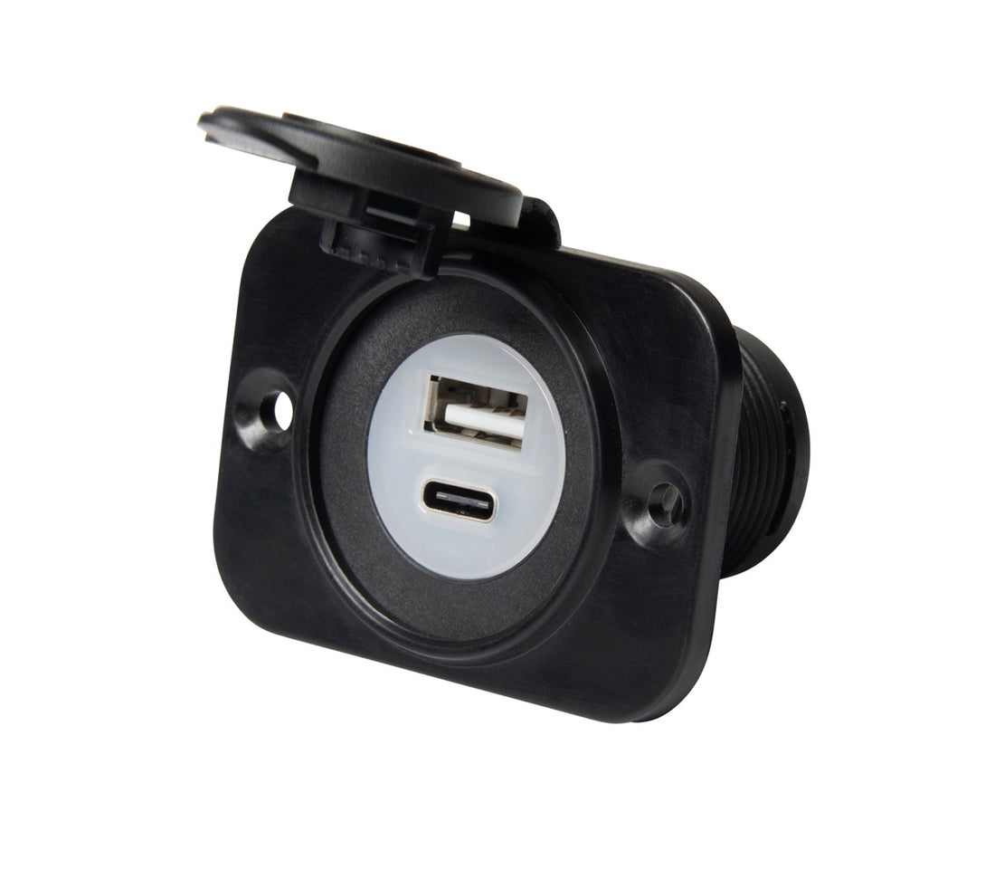 Marinco Sealink Dual Port USB-A and USB-C Combo Charger - 12VDUSBAC
