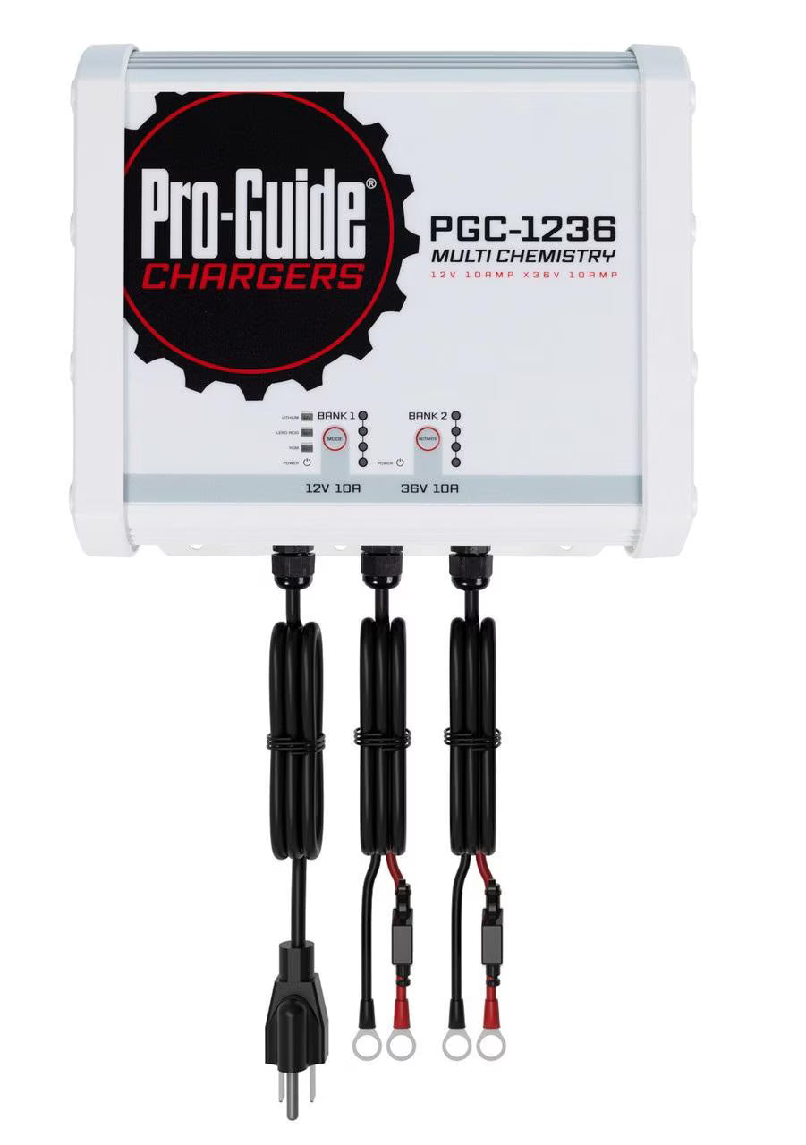 Pro Guide Pgc1236 2 Bank 1x12 V/10 A Lead Acid/Li Fe Po4 And 1x36 V 10 A Li Fe Po4 On Board Charger, Ip68