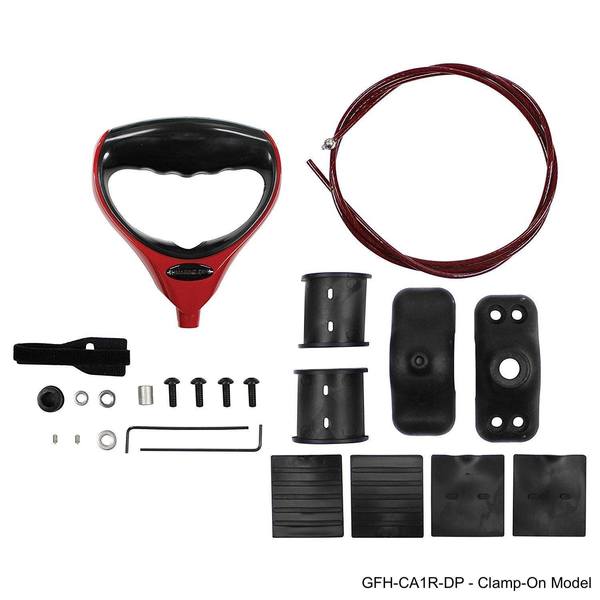 TH Marine G-Force Handle and Cable Red With Trolling Motor Clamp - GFH-CA1R-DP
